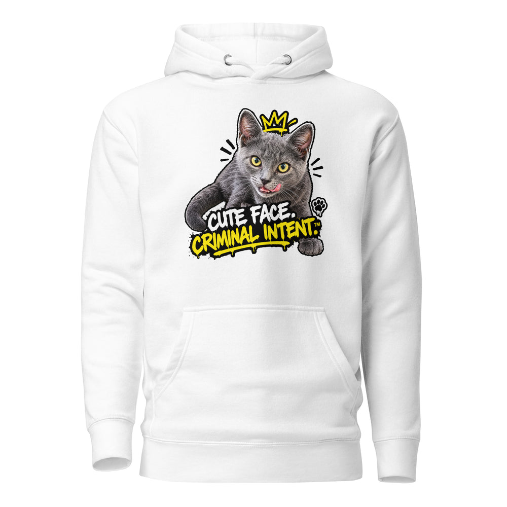 Uno the Cat Sweatshirt — Cute Face. Criminal Intent.™ product photo